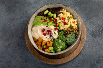 Budha bowl on dark background.