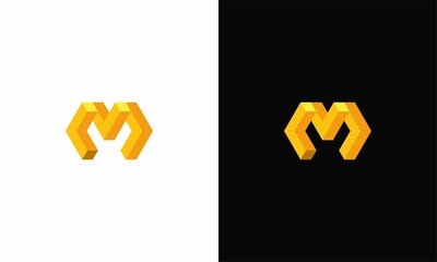 M 3d logo. initial letter M blok logo tech design	

