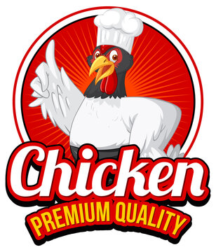 Chicken Premium Quality banner with chicken chef cartoon character