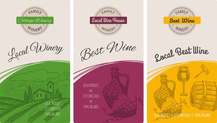 Local winery, wine shop stickers for packages