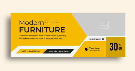 Furniture sale social media facebook cover page and web banner flyer design template