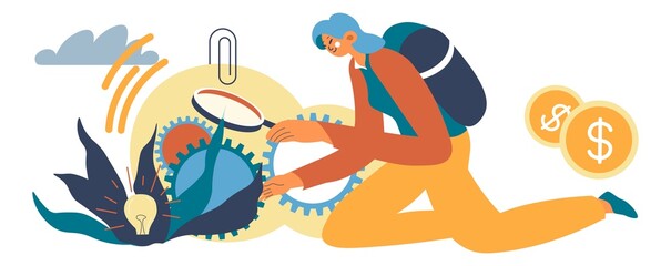 Woman investigating creative idea business concept