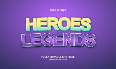 heroes legends editable text effect
