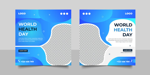 World health day social media post layout design set