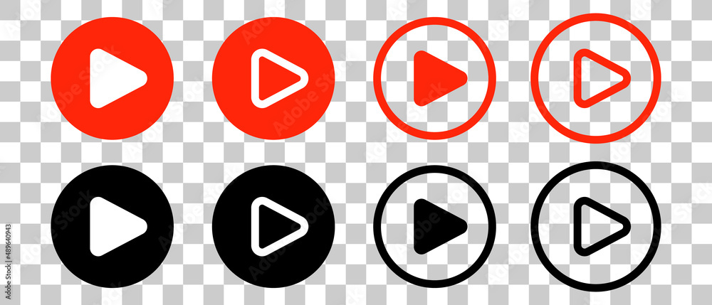 Poster a set of play button icons isolated on a transparent background. control buttons for video and music
