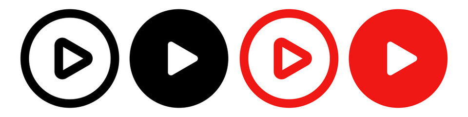 A set of icons for the play button. Start video or music. Vectors.