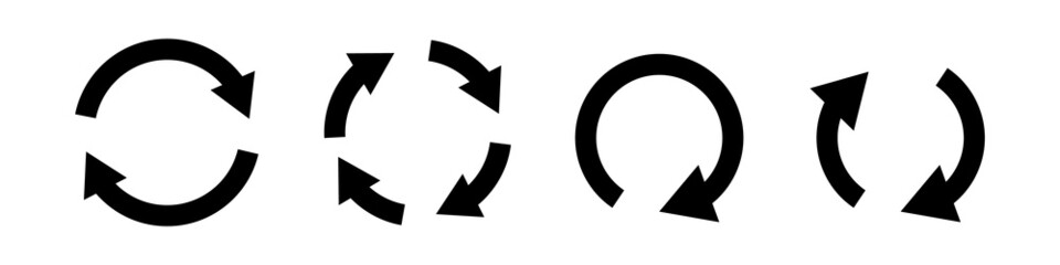 A set of rotating arrow icons. Reload, recycle. Vectors.