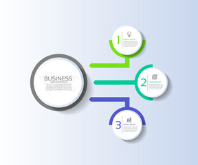 Business infographic template circle elements with 3 step