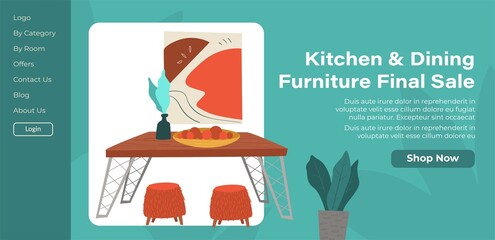 Kitchen and dining furniture, final sale vector