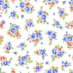 Naklejka na ściany i meble Seamless and beautiful flower illustration pattern,