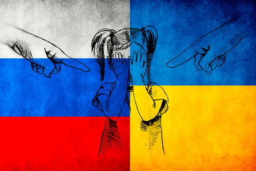 russia ukraine war, flag, confrontation between russia and ukraine, war of flags russia ukraine, girl crying, social problem 2022