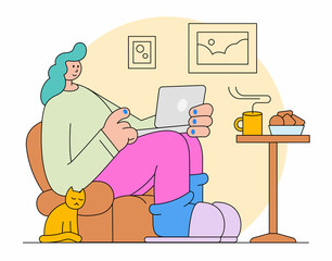 Woman working at home