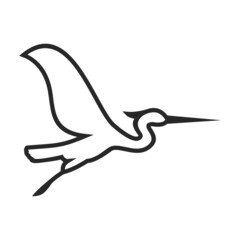heron flying logo, icon vector illustration , black silhouette