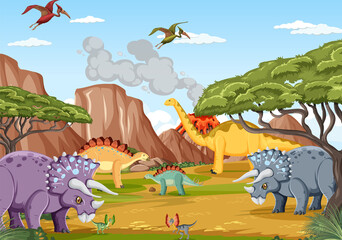 Dinosaur in prehistoric forest scene © blueringmedia