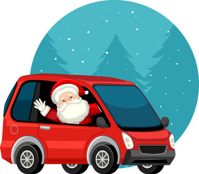 Christmas theme with Santa in the car