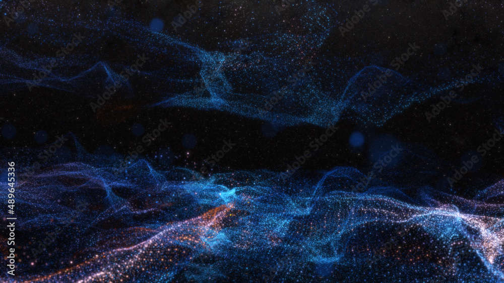 Poster Abstract particle waves with depth of field effect