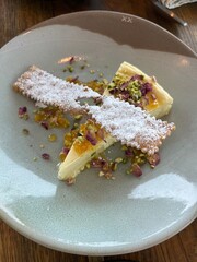 delicious mascarpone cheesecake on a plate