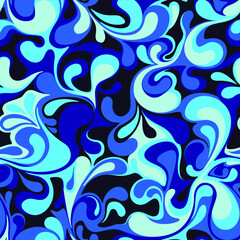 Seamless patetrn with abstract curly drops. Floral endless marble camo ornament texture. Vector background.