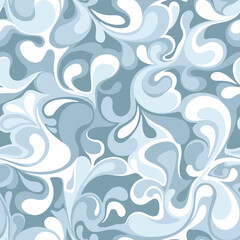 Seamless patetrn with abstract curly drops. Floral endless marble camo ornament texture. Vector background.