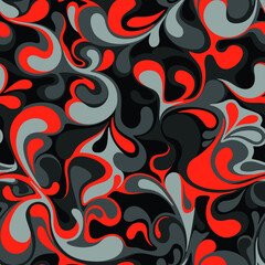 Seamless patetrn with abstract curly drops. Floral endless marble camo ornament texture. Vector background.