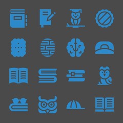 wisdom web icons. Dictionary and Book, Cap and Cap symbol, vector signs