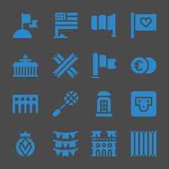 european web icons. Flag and Flag, Flag and Euro symbol, vector signs