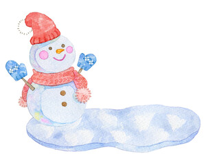 雪だるまのイラスト(コピースペース)