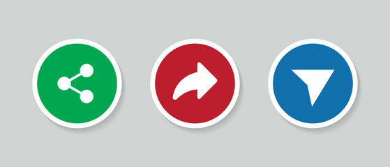 Share Button Icon Set Collection in Flat Style