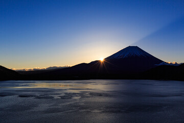 本栖湖から眺める富士山 & 日の出 