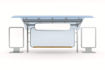 bus stop on white background. Isolated 3D illustration
