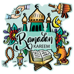  Doodle hand drawn Ramadan Kareem