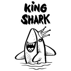 Cartoon king shark for shirt design 