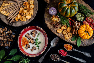 Healthy soup with mushroom soup