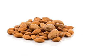 Almonds on a white background