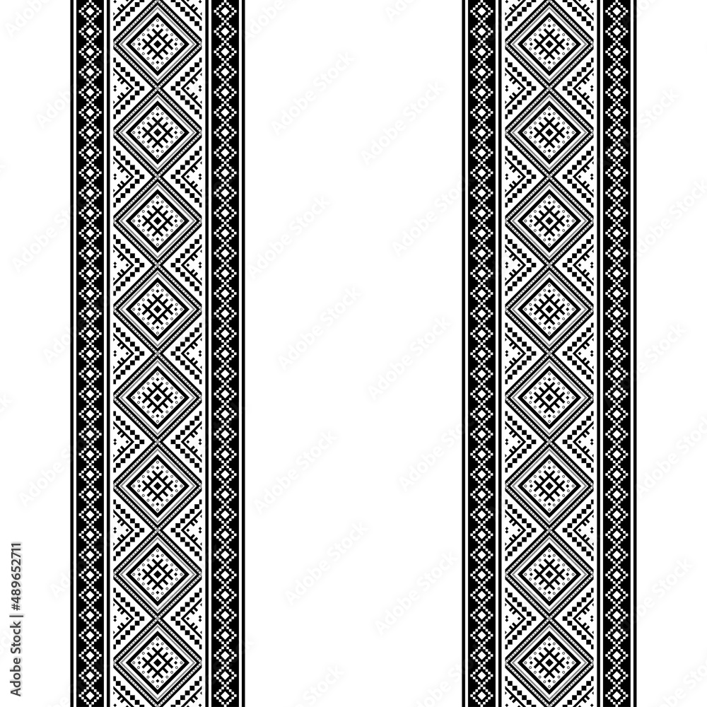 Wall mural Geometric ethnic oriental seamless pattern traditional Design for background,carpet,wallpaper.clothing,wrapping,Batik fabric,Vector illustration.embroidery style - Sadu, sadou, sadow or sado