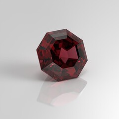 garnet gemstone octagon 3D render