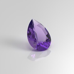 amethyst gemstone pear drop 3D render