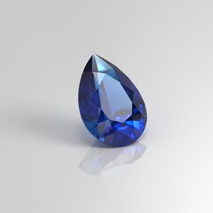 blue sapphire gemstone pear drop 3D render