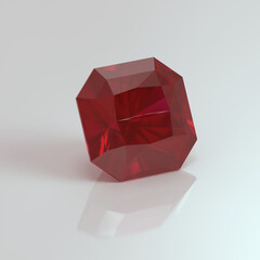 ruby gemstone radiant square 3D render