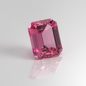 pink tourmaline gemstone emerald 3D render