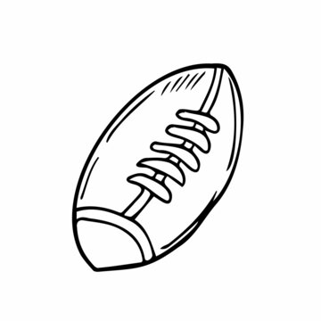Rugby ball hand drawn outline doodle icon. Rugby equipment, team sport, healthy lifestyle concept. Vector sketch illustration. American football