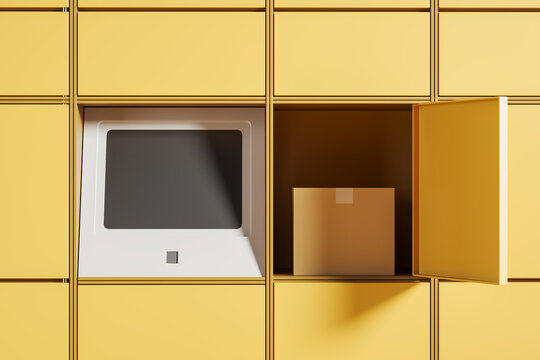 Automated service post with open cell and parcel