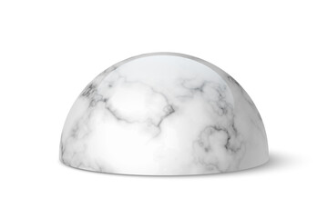 White marble dome, vector stone semi-sphere isolated on white background