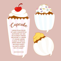 collection of cupcake speech bubbles vector