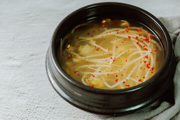 Kongnamulguk, Korean Bean Sprout Soup : This clear soup is made with bean sprouts boiled in water. 