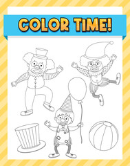 Circus doodle outline for colouring printable