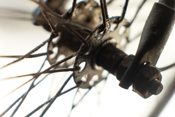 close up of a bicycle miniature front-wheel