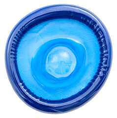 A blue condom on a white background