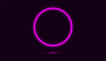 Dark circle background with purple neon light color. Vector illustration design