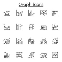 Graph, chart, diagram icon set in thin line style